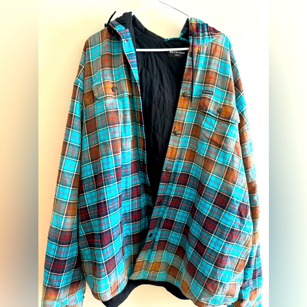 Balenciaga 2022 Plaid Bleached Hoodie Jacket